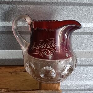 Vintage World's Fair 1893 Ruby Red Pitcher 133 Years Old